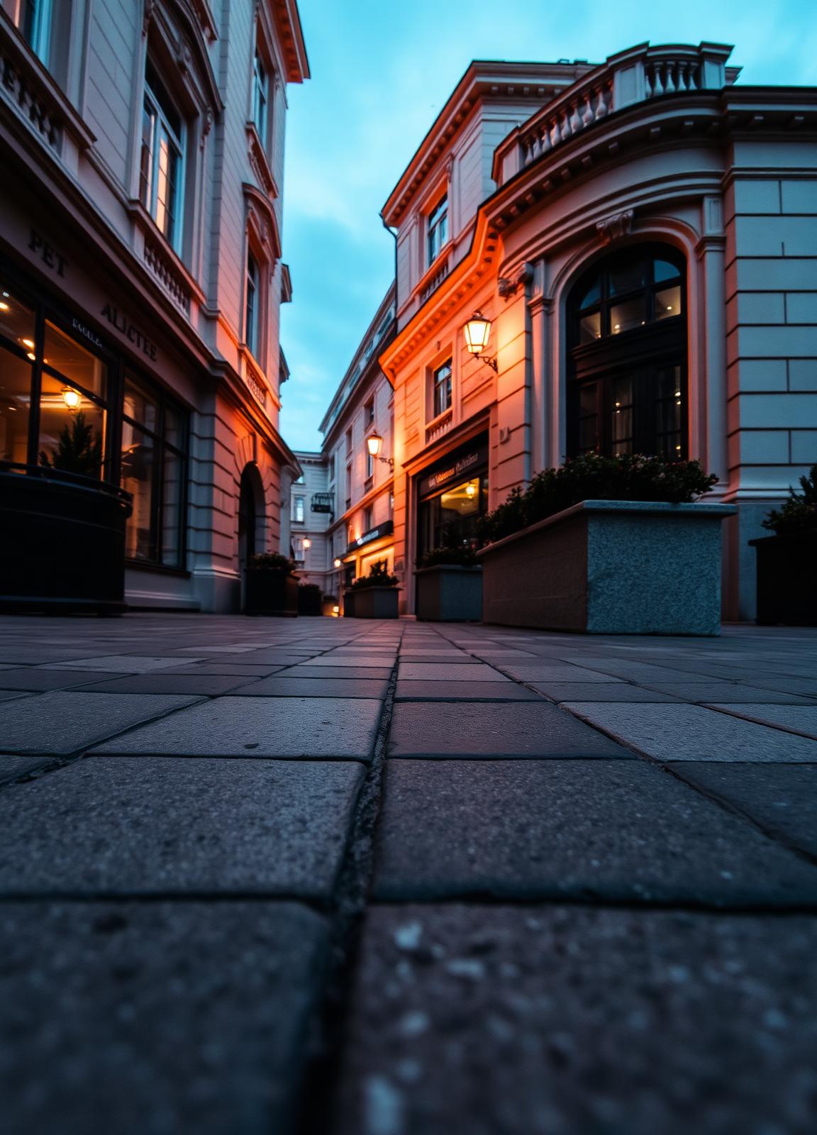 Clean paving and stonework at the entrance of an elegant hotel